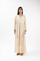 Vestido Longo Kori Clássico Natural/Champagne